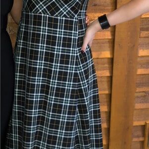Zara Black and White Plaid Midi Dress